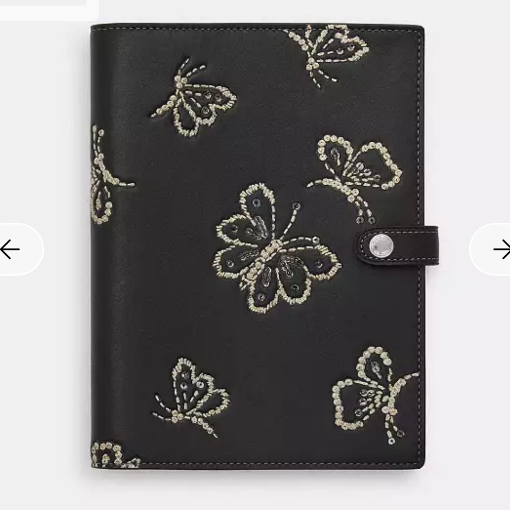 Coach Butterfly Print Notebook In Black With Sequins 🎀
